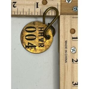 Vintage Brass Locker Tag #004 Industrial Number Token Key Tag Collectible